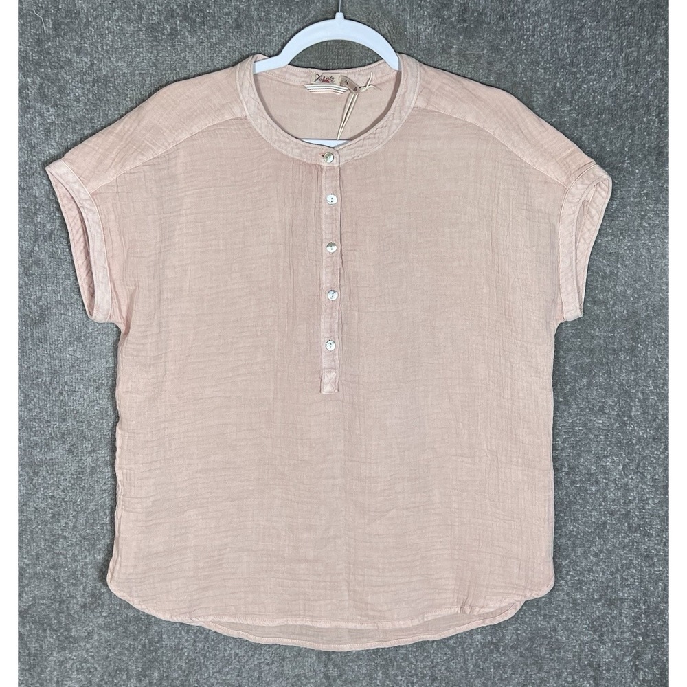 Faherty Dream Organic Cotton Gauze Desmond Top Womens Size M Peach Whip Beachy